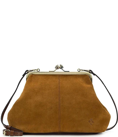 Patricia Nash Sofia Kiss Lock Frame Suede Clutch Satchel Bag