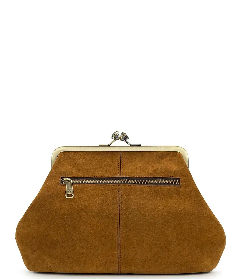 Patricia Nash Sofia Kiss Lock Frame Suede Clutch Satchel Bag