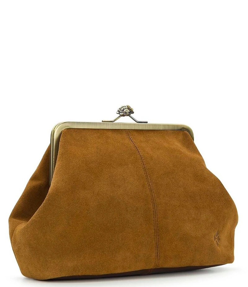 Patricia Nash Sofia Kiss Lock Frame Suede Clutch Satchel Bag