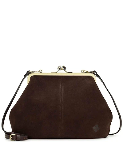 Patricia Nash Sofia Kiss Lock Frame Suede Clutch Satchel Bag
