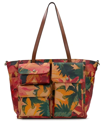 Patricia Nash Sorlana Spring Multi Patina Coated Linen Canvas Travel Tote