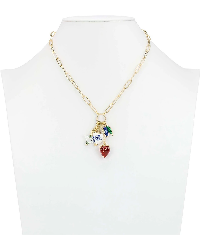 Patricia Nash Strawberry Multi Charm Resort Long Pendant Necklace