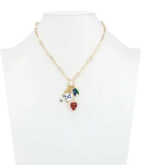 Patricia Nash Strawberry Multi Charm Resort Long Pendant Necklace