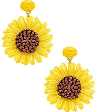 Patricia Nash Sunflower Raffia Drop Earrings