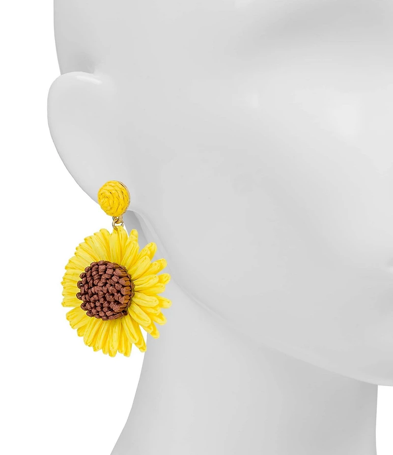 Patricia Nash Sunflower Raffia Drop Earrings