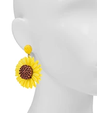 Patricia Nash Sunflower Raffia Drop Earrings