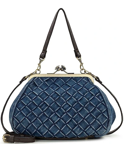 Patricia Nash Tabby Denim Kisslock Frame Satchel Bag