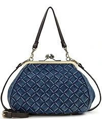 Patricia Nash Tabby Denim Kisslock Frame Satchel Bag