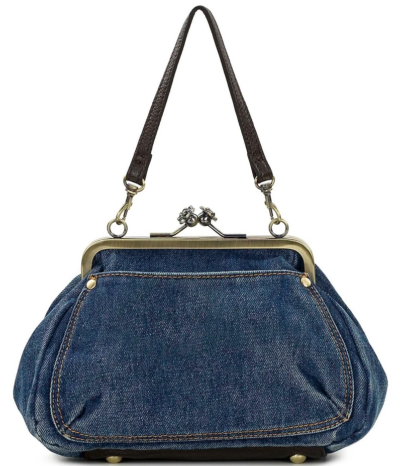 Patricia Nash Tabby Denim Kisslock Frame Satchel Bag