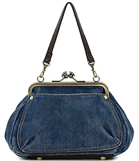 Patricia Nash Tabby Denim Kisslock Frame Satchel Bag