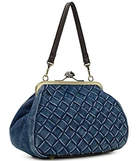 Patricia Nash Tabby Denim Kisslock Frame Satchel Bag