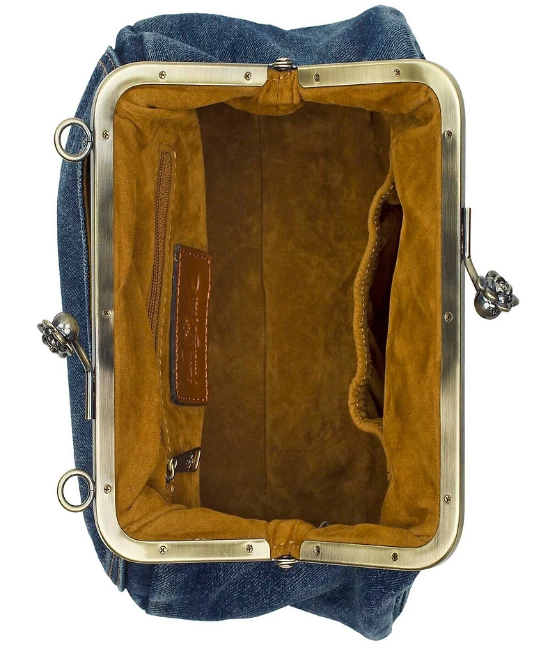 Patricia Nash Tabby Denim Kisslock Frame Satchel Bag