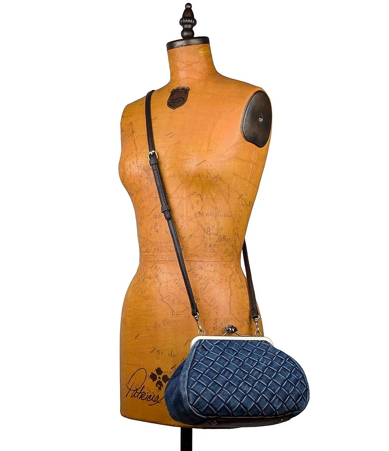 Patricia Nash Tabby Denim Kisslock Frame Satchel Bag