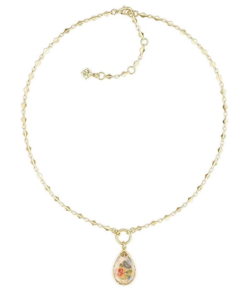 Patricia Nash Floral Teardrop Short Pendant Necklace