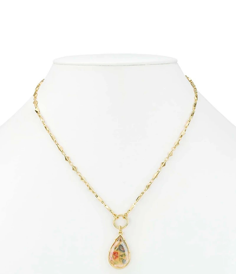Patricia Nash Floral Teardrop Short Pendant Necklace