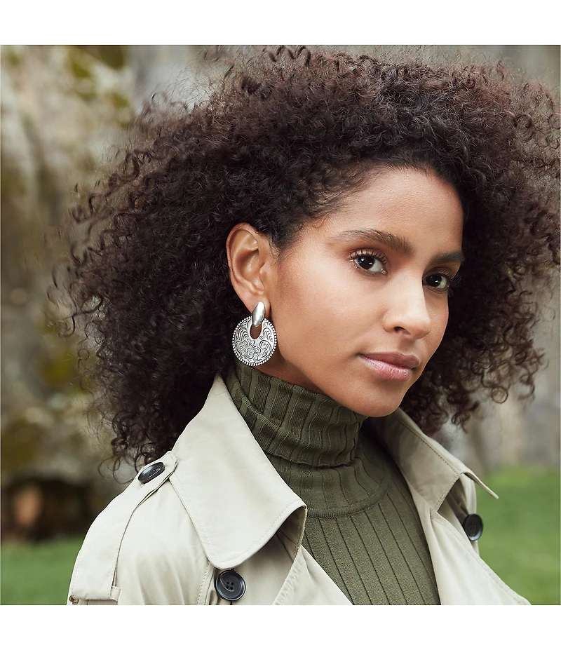 Patricia Nash The Etched Tooling Flat Puffy Orbital Drop Earrings