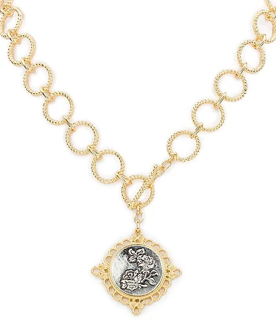 Patricia Nash Toggle Rose Short Chain Pendant Necklace
