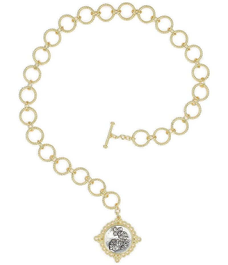 Patricia Nash Toggle Rose Short Chain Pendant Necklace