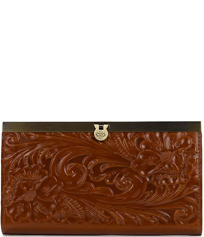 Patricia Nash Tooled Black Floral-Embossed Leather Cauchy Wallet