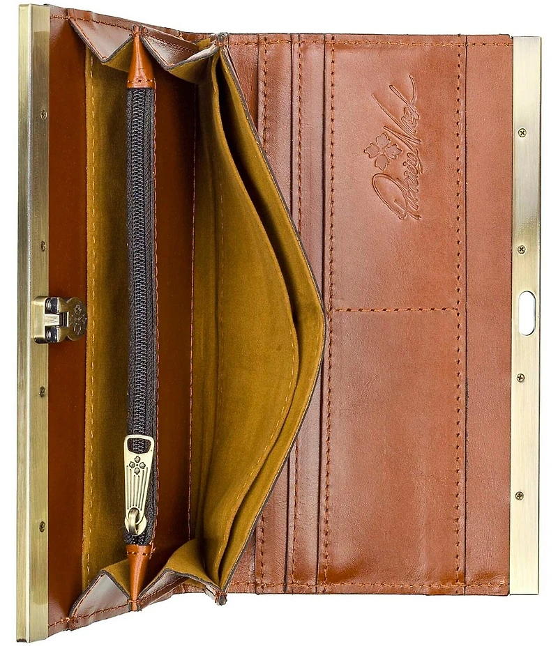 Patricia Nash Tooled Black Floral-Embossed Leather Cauchy Wallet