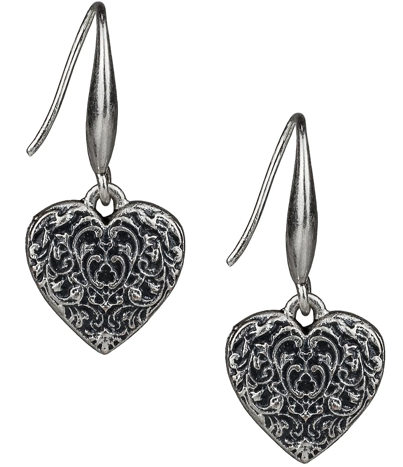 Patricia Nash Tooled Heart Drop Earrings