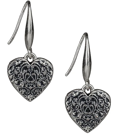 Patricia Nash Tooled Heart Drop Earrings