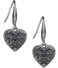 Patricia Nash Tooled Heart Drop Earrings