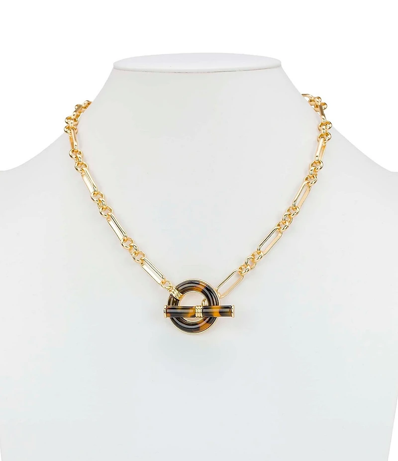 Patricia Nash Tortoise Paperclip Short Pendant Necklace