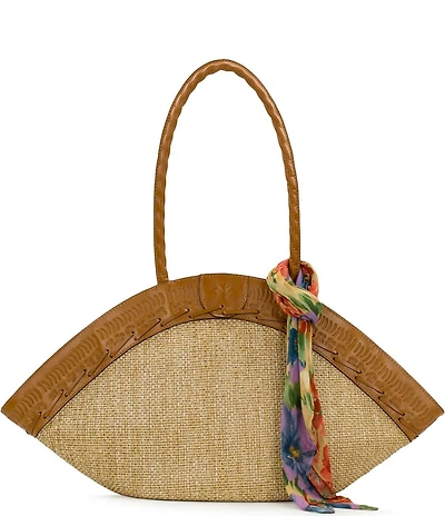 Patricia Nash Trope Dome Raffia Scarf Satchel Bag