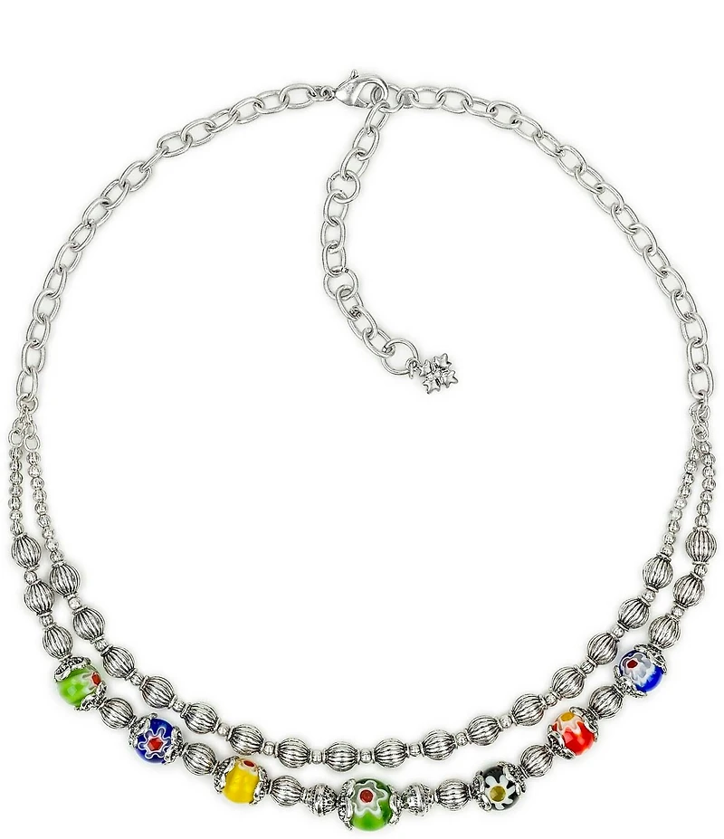 Patricia Nash Two Row Bead Short Multi Strand Necklace
