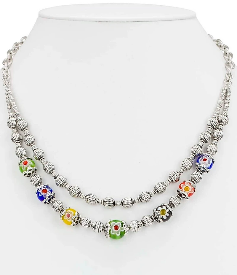 Patricia Nash Two Row Bead Short Multi Strand Necklace