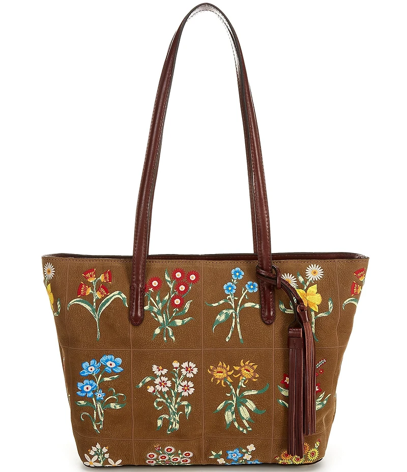 Patricia Nash Verzi Floral Leather Tassel Tote Bag