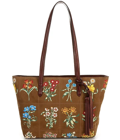 Patricia Nash Verzi Floral Leather Tassel Tote Bag