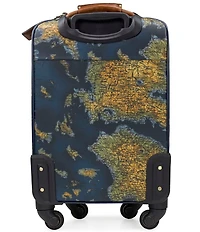 Patricia Nash Vettore Greek Map Patina Coated Linen Canvas 19#double; Spinner Suitcase
