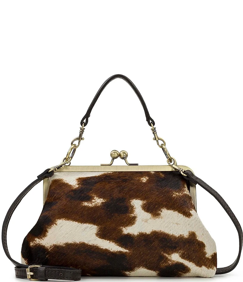 Patricia Nash Vione Cow Print Frame Satchel Bag