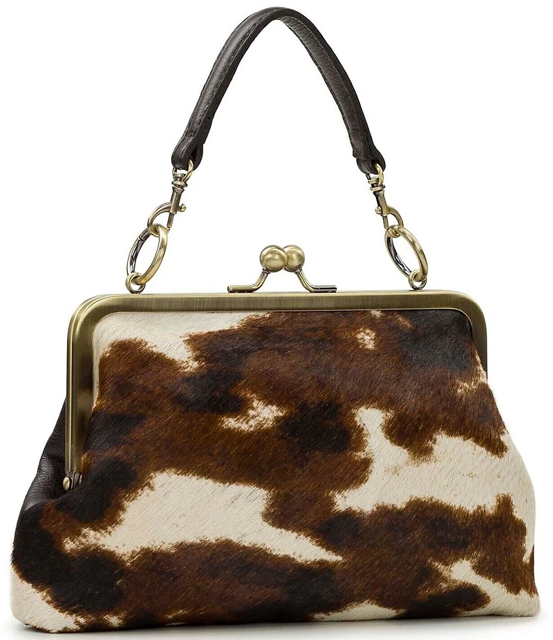 Patricia Nash Vione Cow Print Frame Satchel Bag