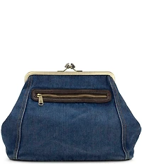 Patricia Nash Vivienne Kisslock Denim Frame Crossbody Bag