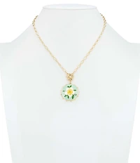 Patricia Nash White Green Flower Short Pendant Necklace