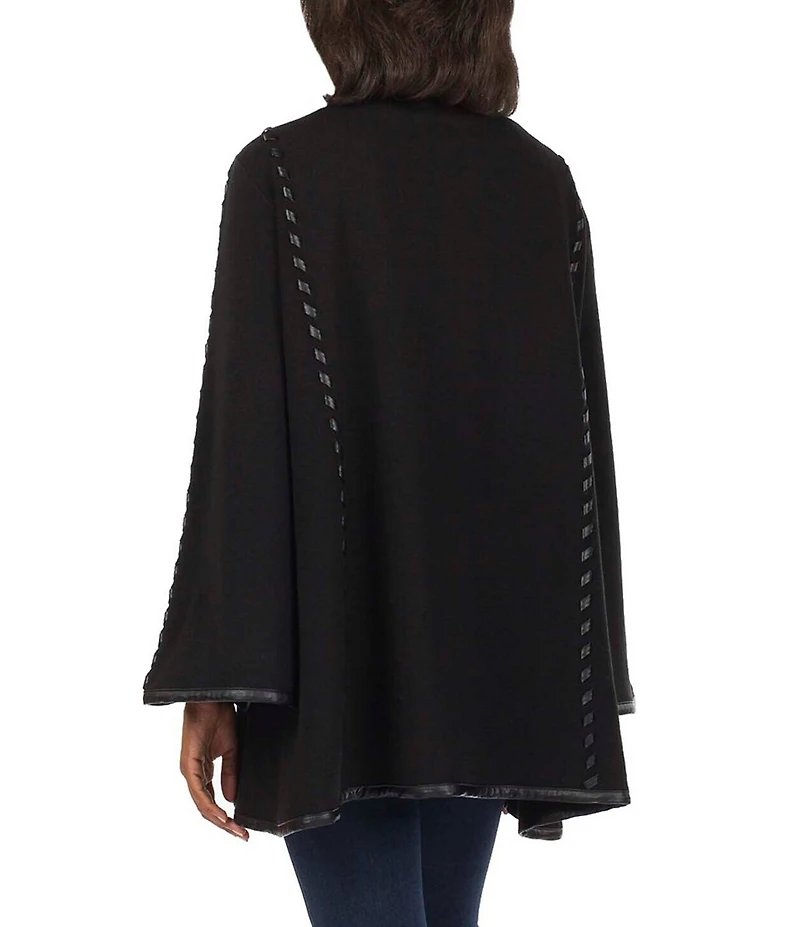Patricia Nash Vgan Leather Trim Embroidered Cape