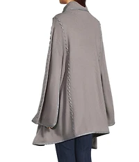 Patricia Nash Vgan Leather Trim Embroidered Cape