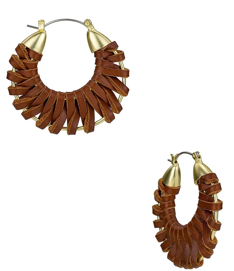 Patricia Nash Woven Leather Resort Hoop Earrings