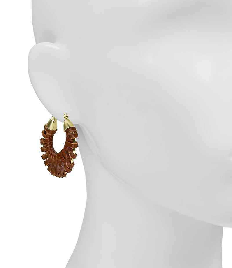 Patricia Nash Woven Leather Resort Hoop Earrings