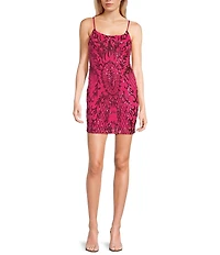 Midnight Doll Pattern Sequin Open Back Dress