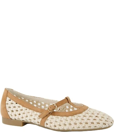 Paul Green Anabele Woven Nubuck Suede T-Strap Mary Jane Flats