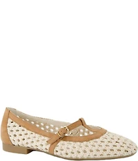 Paul Green Anabele Woven Nubuck Suede T-Strap Mary Jane Flats