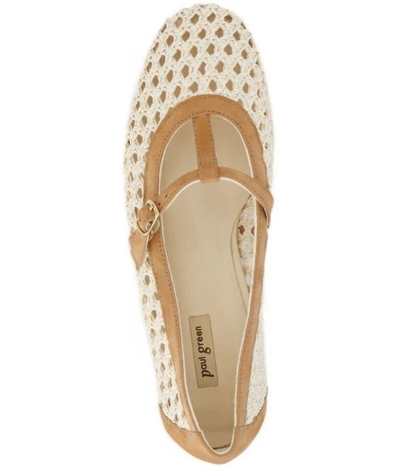 Paul Green Anabele Woven Nubuck Suede T-Strap Mary Jane Flats