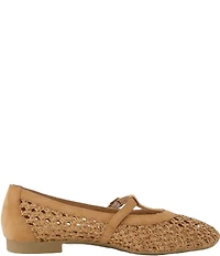 Paul Green Anabele Woven Nubuck Suede T-Strap Mary Jane Flats