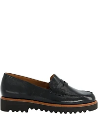 Paul Green Carmel Crinkle Patent Leather Lug Sole Penny Loafers