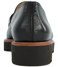 Paul Green Carmel Crinkle Patent Leather Lug Sole Penny Loafers