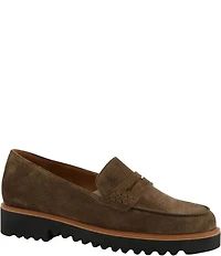 Paul Green Carmel Suede Lug Sole Penny Loafers